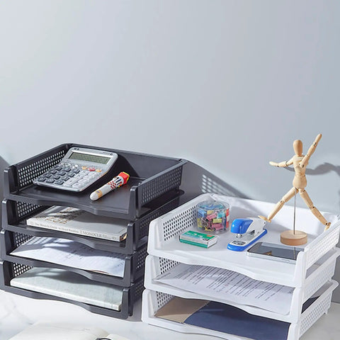 Stackable Paper Letter Tray Desk Organizer Set For Space Saving Mail And File Vertical Or Horizontal Layout Lightweight ABS Construction Easy Assembly Durable Office Desk Organizer