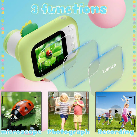 Portable 3 In 1 Kids Microscope And Camera Handheld Digital 1000x Magnification 2.4 Inch LCD Screen functionality overview