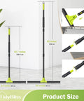 Heavy Duty 24 Inch Floor Squeegee With 62 Inch Telescoping Handle For Fast Water Cleanup On Concrete Pools Decks Garages Showers Windows And More Green For Indoor And Outdoor Use shown upright on a floor with size details.