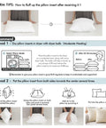 Instructions for fluffing Pack Of 4 20x20 Inch Outdoor Waterproof Pillow Inserts For Patio Sofa using dryer balls or hand patting method.