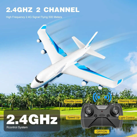 Starter Friendly Foam RC Airplane With 3 Batteries, 2.4GHz Long Range Remote, up to 656 feet flight over grassy field