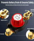 12V Battery Disconnect Switch IP67 Waterproof Cut Off with brass terminals for cars, trucks, RVs, and marine vehicles