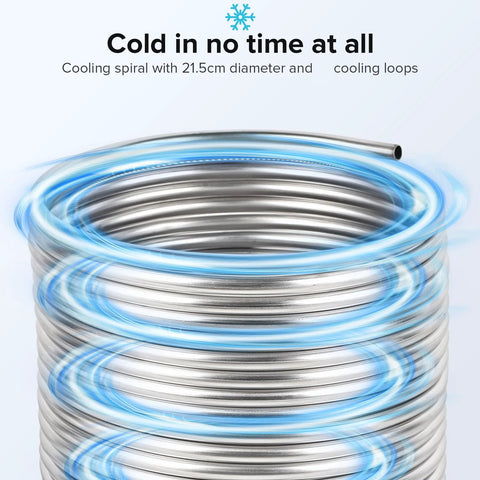304 Stainless Steel Coil Tubing 3/8 Inch OD By 25 Foot Length for Industrial Machinery shown coiled with cooling effect illustration
