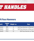 Soft Face Hammer With American High Carbon Steel Head, 12 Oz, Made In The USA, product list and image on Vaughan catalog page