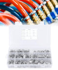 All-Purpose Spring Hose Clamp Kit 160Pcs for automotive radiator hose and water pipe connections, clamps in box