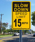 Slow Down Speed Limit 15 MPH Sign 2 Pack Outdoor Aluminum Traffic Sign 12x18 Inch High Visibility Reflective Rust Free Waterproof Easy Mounting for Roads and Driveways