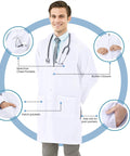 Pro Grade White Lab Coat For Men With Long Sleeves, Medical Coat With Side Slit For Easy Pocket Access, Size Large, 1 Pack