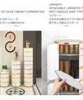 Multi Tier Octagonal Metal Shoe Rack With Smooth Lazy Susan Spin For Entryway And Closet Heavy Duty Steel Frame, showcases various shoe types.