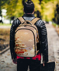 Man walking with Christmas Snowman Sleigh Printed Backpack Dope Unisex Spacious And Durable Large Capacity Everyday Carry School Travel Bag With Breathable Polyester Fabric