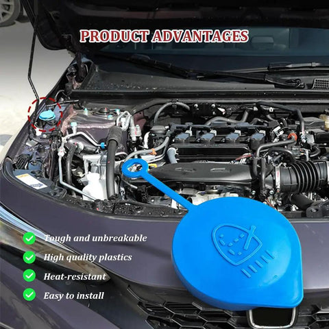 Windshield Washer Fluid Reservoir Cap For Honda Accord Civic CRV CRX Fit And More Replacement Tank Cap installed in car engine