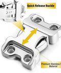 Fast Release Stainless Steel Dog Collar Buckle For Small Medium Large Dogs Rustproof Water Resistant Easy On Off Training Collar Buckle 2.25mm For All Breeds, showing close-up of chrome-plated buckle.