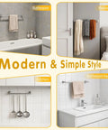 Slick Heavy Duty Towel Bar For Modern Bathroom With Premium Grade Brushed Nickel Finish Two Piece Split Wall Mount Rack Straight Up Built For Easy Hanging in bathroom setting.
