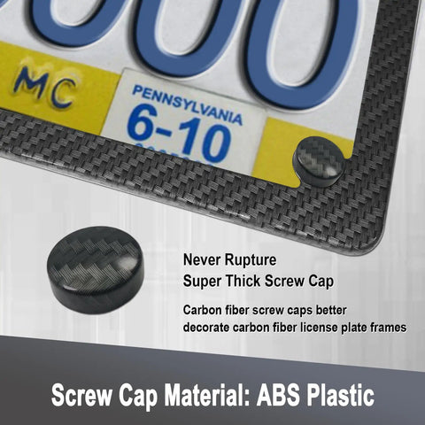 Carbon Fiber Motorcycle License Plate Frame With Stainless Steel Tag Holder Bracket And Included Screws Nuts Caps close-up