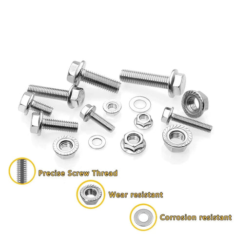 224 Piece M6 Stainless Steel Hexagon Flange Bolt Nut Washer Set Metric Fasteners Assortment Kit For Auto DIY And Heavy Duty Repairs With Precision Threads, bolts and washers