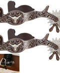 Kickin Western Spurs With Turnable Gear For Cowboy Boots 2 Piece Set Rotating Rowel Design For Smooth Contact and Leg Signals