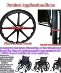 Universal 24 Inch No Flat Polyurethane Wheelchair Tires Pair With Mounting Tools And Straps Included Fits Nine Spoke 24 Inch Plastic Wheels From All Brands shown with wheel and installation notes