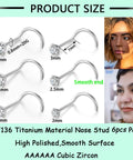 Premium Titanium Corkscrew Nose Studs With Cubic Zirconia Tops, 20g Hypoallergenic Silver Nose Ring Set For Women And Men, Clean Fit Everyday Jewelry Six Pack Fresh Picks Real Ones Drip, 6 styles shown.