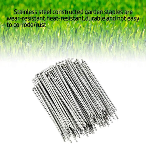 Heavy Duty 100 Pack 6 Inch 11 Gauge Galvanized Garden Staples U Shaped Landscape Pins For Securing Lawn Fabrics Weed Barriers Ground Covers