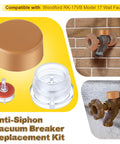 2 Pack Vacuum Breaker Float Kit And Anti Siphon Valve Repair Kit For Woodford RK 17VB Model 17 Wall Faucets Vacuum Breaker Replacement Parts Easy Install DIY Plumbing Fix Keeps Backflow Out shown with faucet.