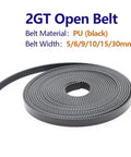 Top Shelf Gt2 Timing Belt Packs Hella Durable Polyurethane And Steel Core For Flawless 3D Printer Synchronization With Slick Quiet Motion Across Popular Widths And Straight Fifty Meter Rolls, black PU 2GT open belt, 5-30mm width.