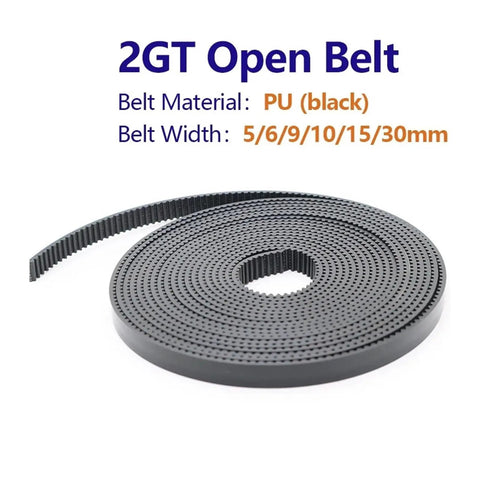 Top Shelf Gt2 Timing Belt Packs Hella Durable Polyurethane And Steel Core For Flawless 3D Printer Synchronization With Slick Quiet Motion Across Popular Widths And Straight Fifty Meter Rolls, black PU 2GT open belt, 5-30mm width.
