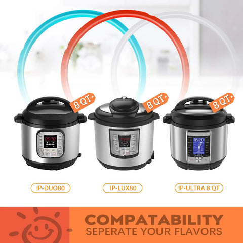 3 Pack Silicone Sealing Ring Replacement For 8 Qt Instant Pot Pressure Cookers Dishwasher Safe Food Grade Gasket Compatible With IP Duo80 Lux80 Ultra Duo Plus Viva Fits Perfectly And Prevents Leaks