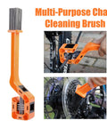 Two Pack Upgraded 4 Sided Bike Chain Washer With Fully Enclosed Chain Cleaning Brushes Extended Ergonomic Handle in use.