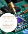 PCB Trace Repair Kit With 208 Red Copper Solder Pads For Mobile Phone Circuits shown on circuit board with soldering detail