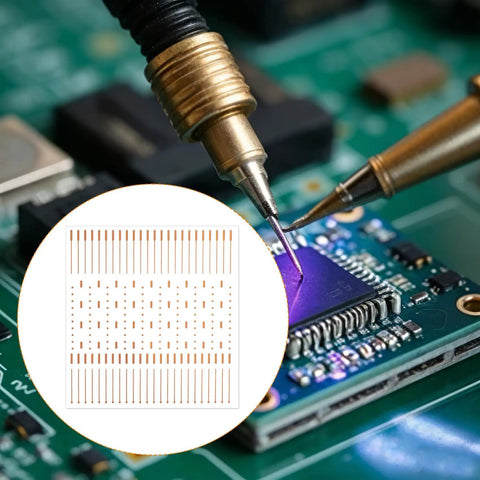 PCB Trace Repair Kit With 208 Red Copper Solder Pads For Mobile Phone Circuits shown on circuit board with soldering detail