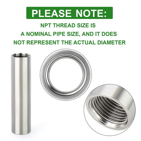 Stainless Steel Pipe Fittings Two Pack 1/2 Inch NPT Female To 1/2 Inch NPT Female Nipple Four Inch Length 304 Stainless Cast Pipe Connector