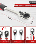 Front view of BILITOOLS strut nut socket wrench with reversible ratchet; silver head, black/red grip
