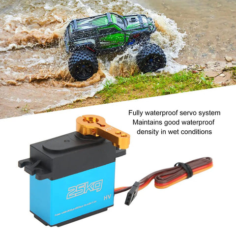 Hella Tight 25Kg Digital Metal Gear Servo Delivering Nasty Torque And Lightning Fast Coreless Response Perfect For 1/10 Scale RC Crawlers Trucks And Robotic DIY in wet use with waterproof design.
