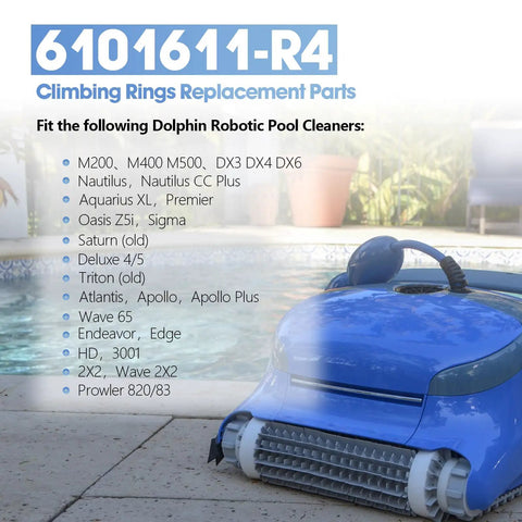 Must Have Pool Cleaner Replacement Kit With Climbing Ring Timing Track And Guide Wheels Pulley Gears For Dolphin Nautilus CC Plus M200 M400 M500 And DX Series Robotic Cleaners displayed next to pool