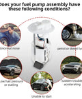 Fuel Pump Module Assembly For Toyota Corolla And Matrix 2005 2008 1.8L Gas Engine Electric Replacement P76578M 88973532 OE Numbers Compatible Direct Fit Plug And Play displayed with symptoms such as abnormal noise and low fuel pressure.