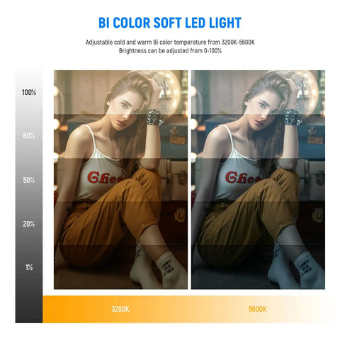 Effect of Two Pack 13 Inch LED Video Light Panel Kit Bi Color Dimmable With Tripod Stands 4000mAh Battery 3200K To 5600K CRI 97 Plus USB