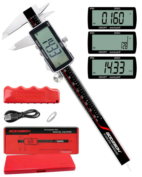 Rechargeable Digital Caliper Six Inch With USB C Charging And Power Indicator 0.01mm Accuracy Pro Grade Performance kit