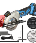 Badass Cordless Mini Circular Saw Featuring 4-1/2-Inch Pure Copper Motor And Integrated Laser Guide For Clean Cuts Rapid Setup Lightweight Build Handles Every Grind Session No Sweat with blades and accessories
