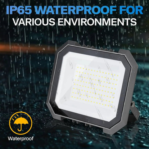 2 Pack 100W LED Flood Lights Outdoor With 10000LM Each, IP65 Waterproof 6000K Exterior Floodlight in rain