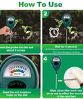 How to use pack of 4 green soil moisture meters for plants, soil tester and hygrometer for garden, farm and lawn, battery free.