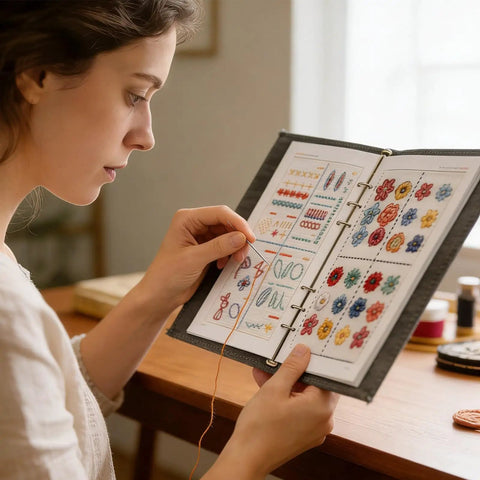 Person using New Embroidery Kit With Full Toolkit And Step By Step Tutorial For Beginners And DIY Craft Lovers, All In One Starter Set
