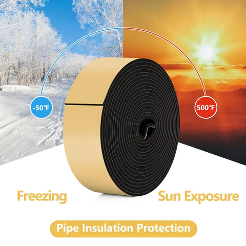 Self Adhesive Pipe Insulation Tape For Outdoor Water Lines 2 Inch By 16.5 Ft Foam Wrap for HVAC Against Freezing and Sun
