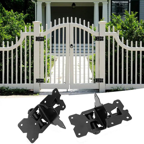 Complete Gate Hinge Kit For Fence Garden Door And Window Hardware Locks With Easy Install No Fuss Includes Screws Brackets And Clear Instructions on white gate.