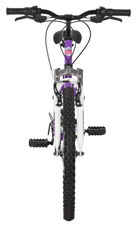 Front view of Trail Ready Mountain Bike For Youth And Adults With 24 Inch Wheels, 18 Speed, Steel Frame and Knobby Tires