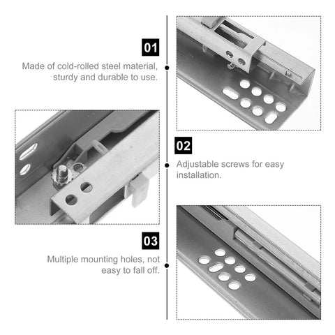 2 Pack Heavy Duty Full Extension Drawer Slides With Bottom Mounted Concealed Design For Hidden Smooth Sliding And Maximum Durability In Kitchen Workshop Or Desk Drawers, cold-rolled steel, adjustable mount
