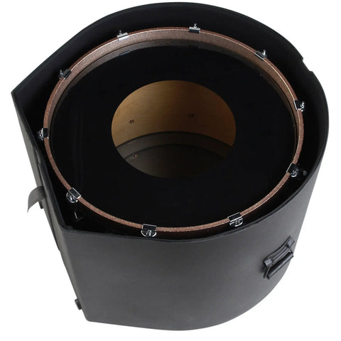 Heavy Duty Gig Safe 14 X 28 Marching Bass Drum Road Case with padded interior view and secure steel latch.
