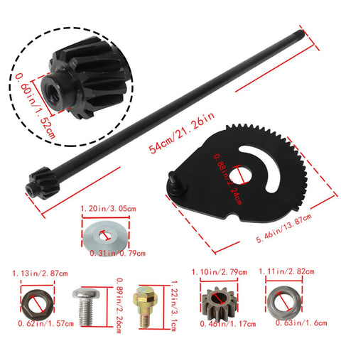 Heavy Duty Steering Rod With Gear Bushing Assembly Replacement For LT1500 LT2000 LT2500 TB42 TB46 with measured dimensions
