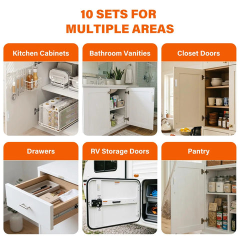 Cabinet Magnets For Closure 10 Sets Magnetic Door Catches With 3M Adhesive for kitchen cabinets, vanities, closets, and RV doors.