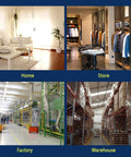Image showcasing various environments: home, store, factory, and warehouse settings for versatility.