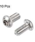 M8 X 16Mm Torx Security Pan Head Machine Screws In 304 Stainless Steel 10 Piece Set, two screws displayed showing polished design.