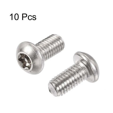 M8 X 16Mm Torx Security Pan Head Machine Screws In 304 Stainless Steel 10 Piece Set, two screws displayed showing polished design.